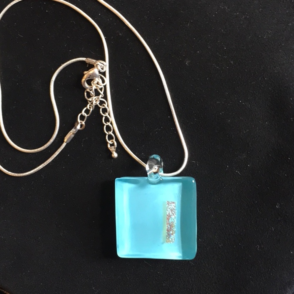 Liquid Silver Chain w/ Glass Pendant